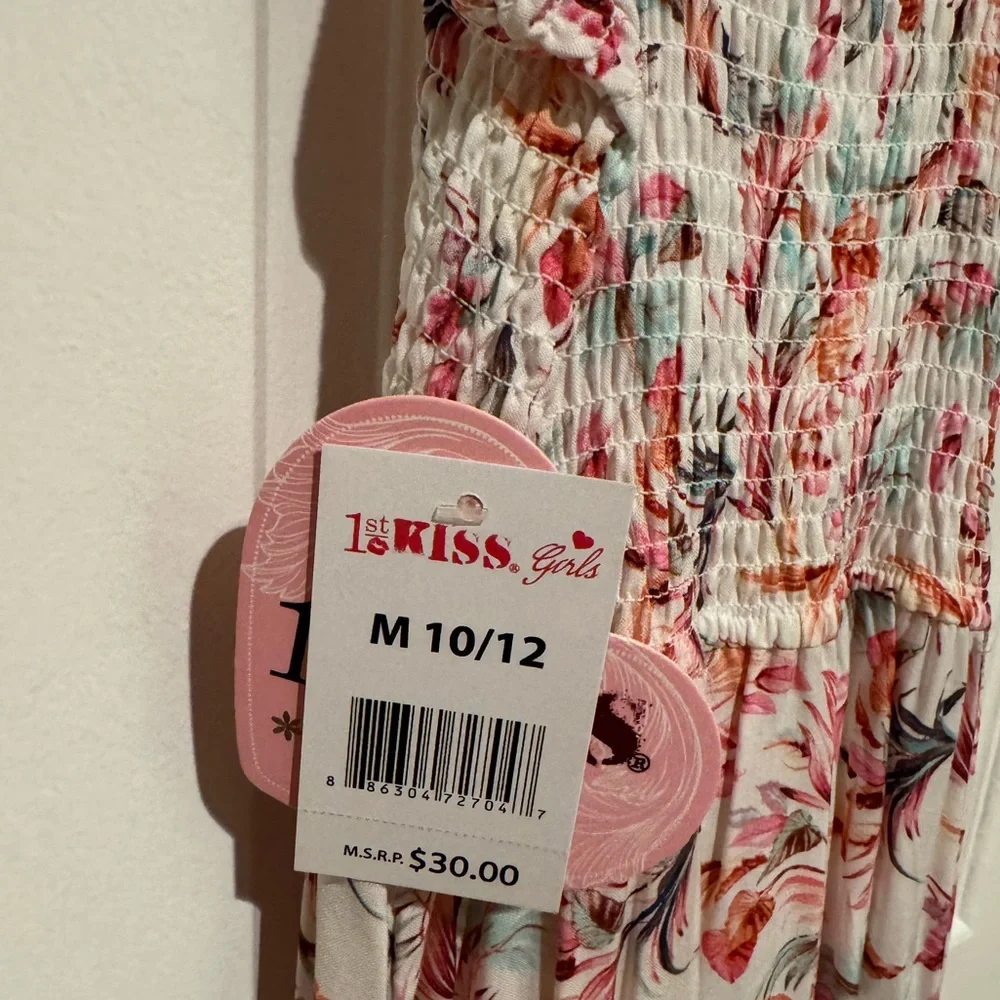 NWT | Kids Size 10/12 | 1st Kiss Girls | Smocked Floral Dress